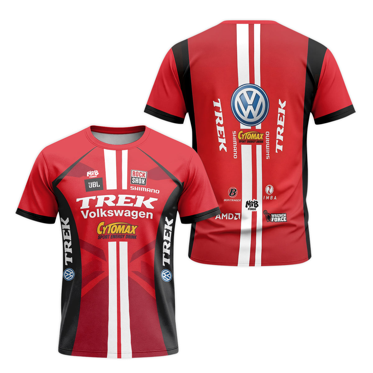 Trek Volkswagen Red Black Short Sleeve Motocross Jersey – Front and Back View