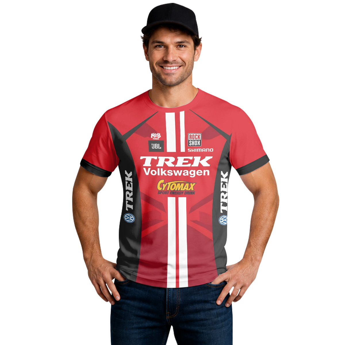 Trek Volkswagen Red Black Short Sleeve Motocross Jersey – Lifestyle View