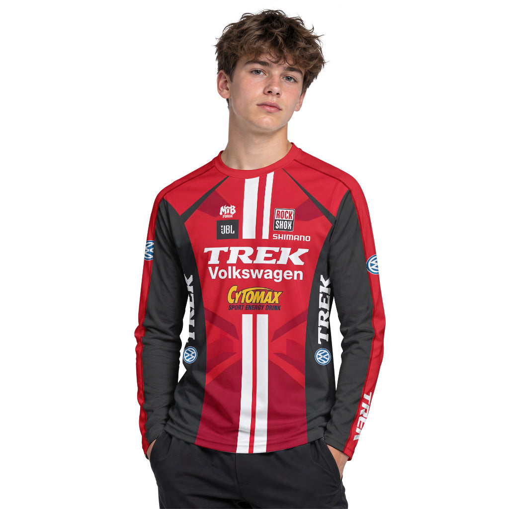 Trek Volkswagen Red Black Youth Long Sleeve Motocross Jersey – Boy Lifestyle View