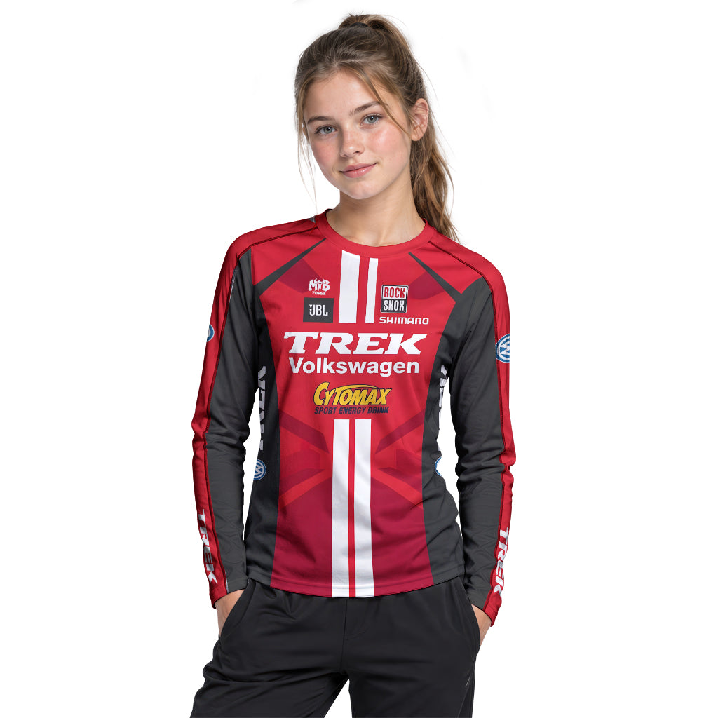 Trek Volkswagen Red Black Youth Long Sleeve Motocross Jersey – Girl Lifestyle View