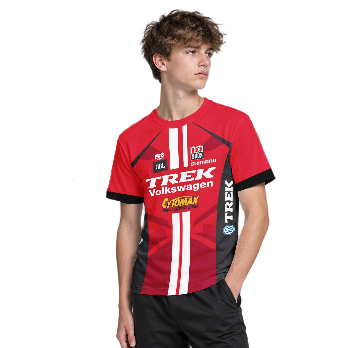 Trek Volkswagen Red Black Youth Short Sleeve Motocross Jersey – Boy Lifestyle View