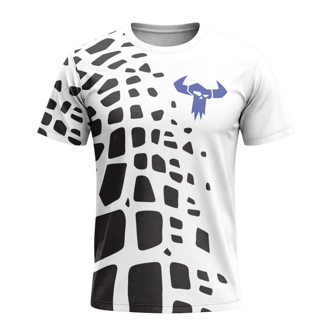 White Black Abstract Short Sleeve Mountain Bike Jersey - front and back view