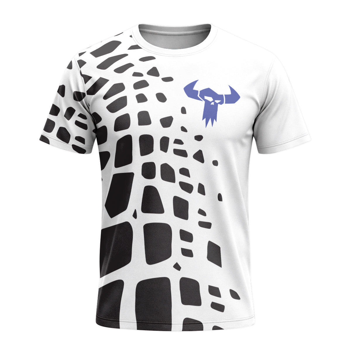 White Black Abstract Short Sleeve Mountain Bike Jersey - front view mockup