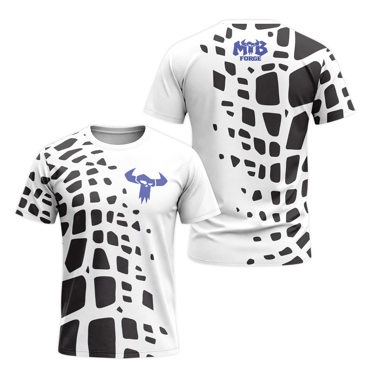 White Black Abstract Short Sleeve Mountain Bike Jersey - front and back view