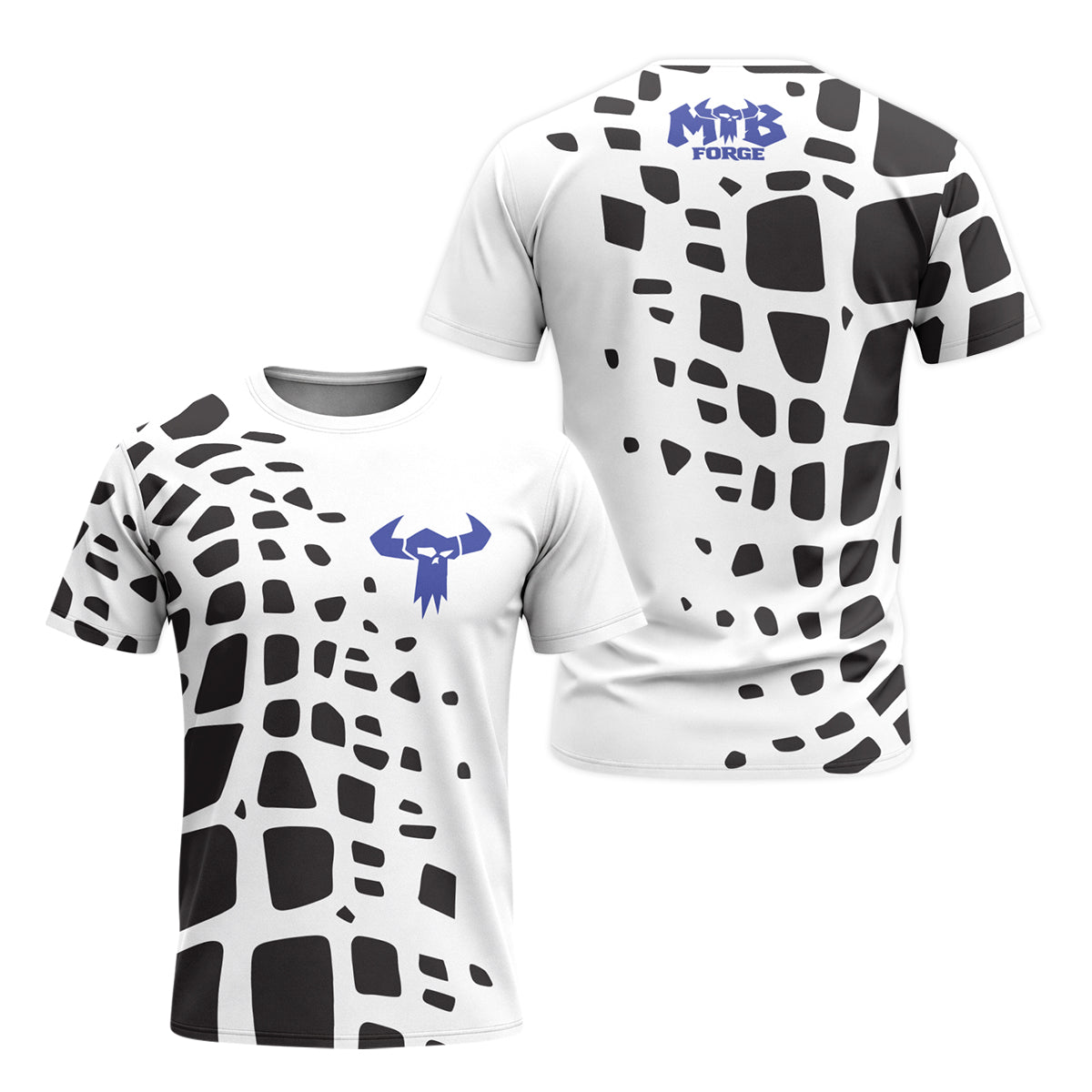 White Black Abstract Youth Short Sleeve Mountain Bike Jersey – Front and Back View