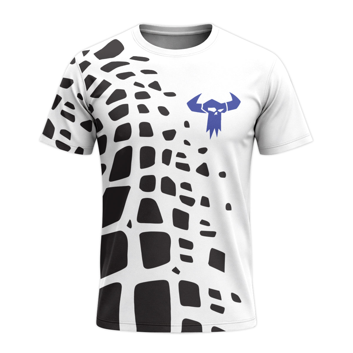 White Black Abstract Youth Short Sleeve Mountain Bike Jersey – Front View Mockup