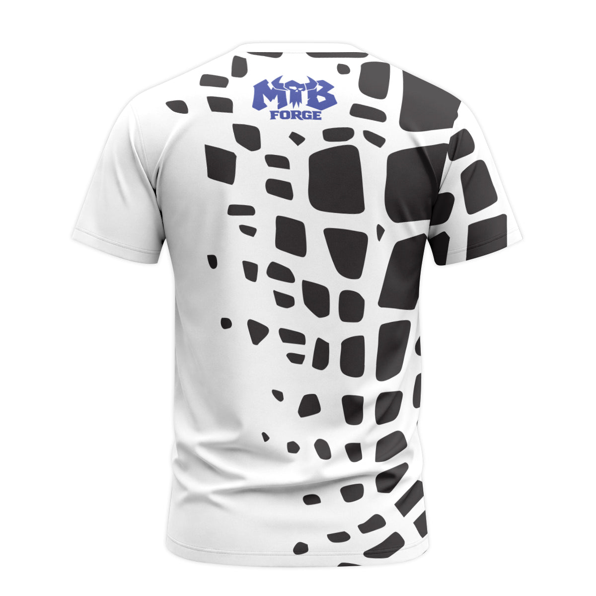 White Black Abstract Youth Short Sleeve Mountain Bike Jersey – Back View Mockup
