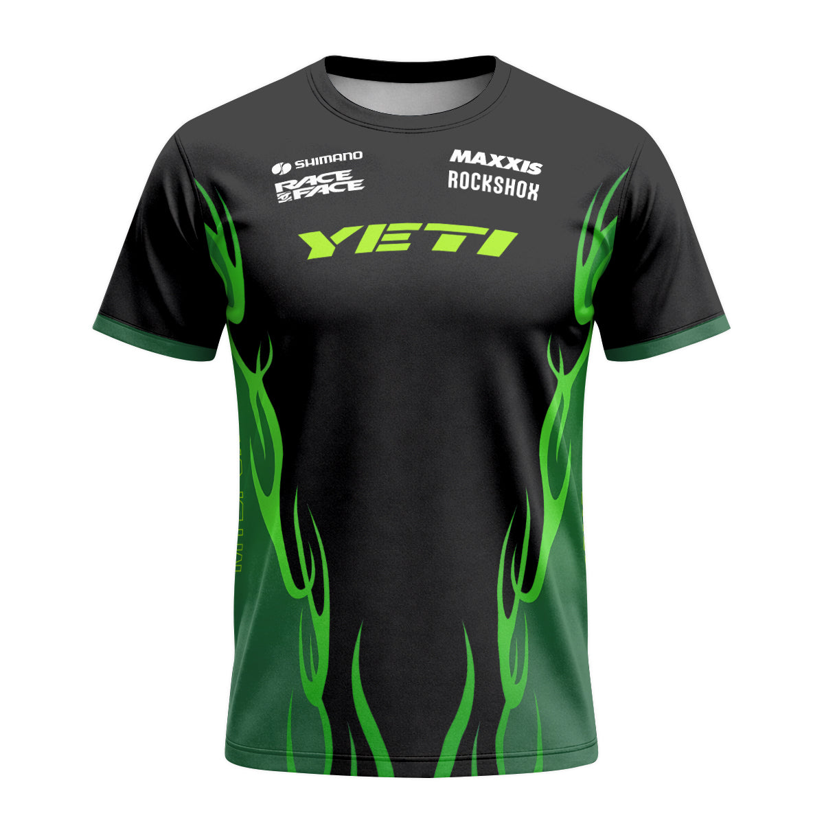 Yeti Black Green Short Sleeve Mountain Bike Jersey - front view mockup