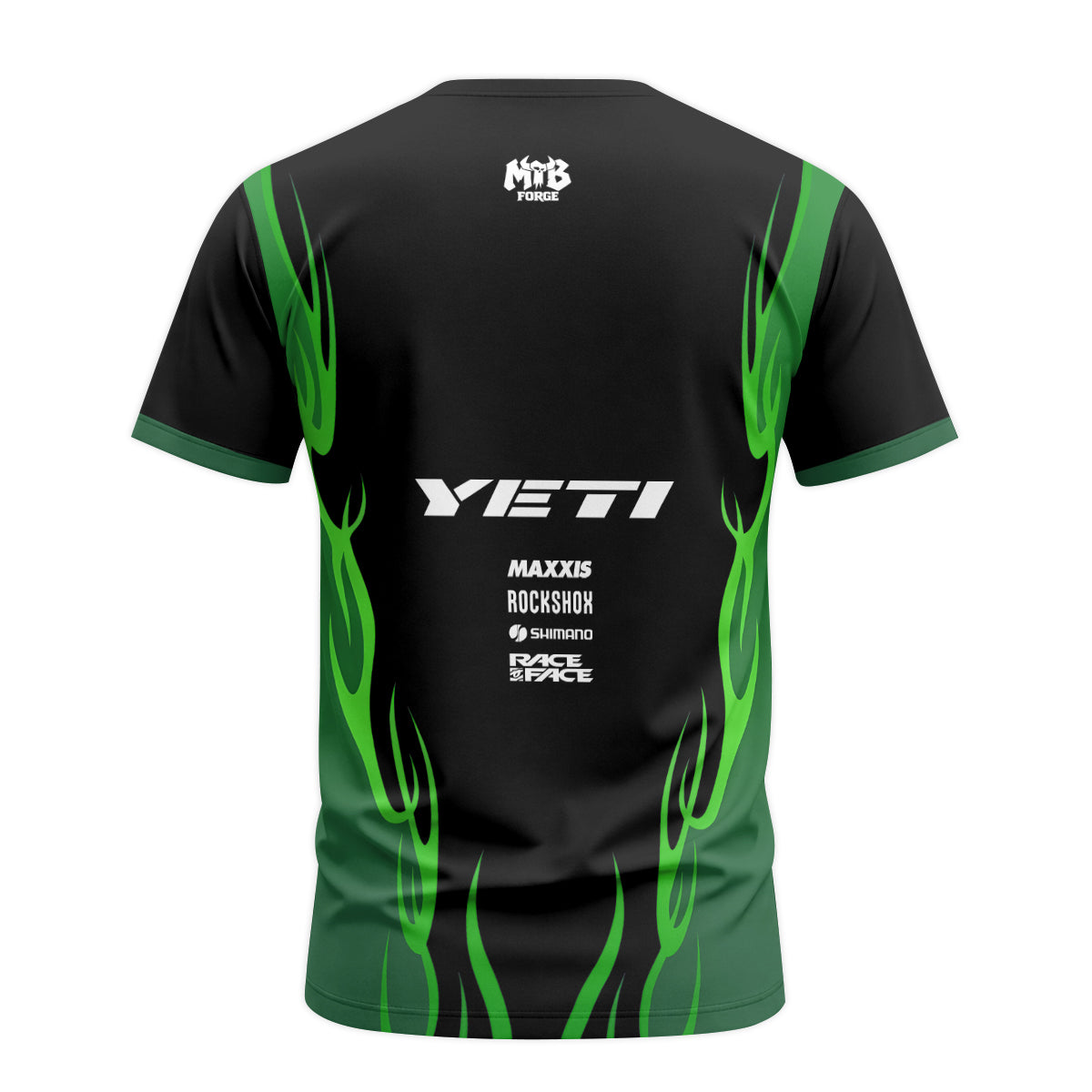 Yeti Black Green Short Sleeve Mountain Bike Jersey - back view mockup