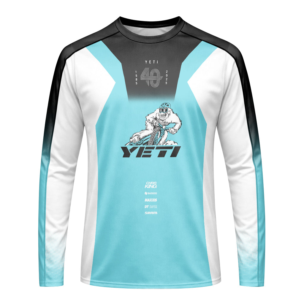 Yeti MTB Aqua White Factory Long Sleeve Mountain Bike Jersey
