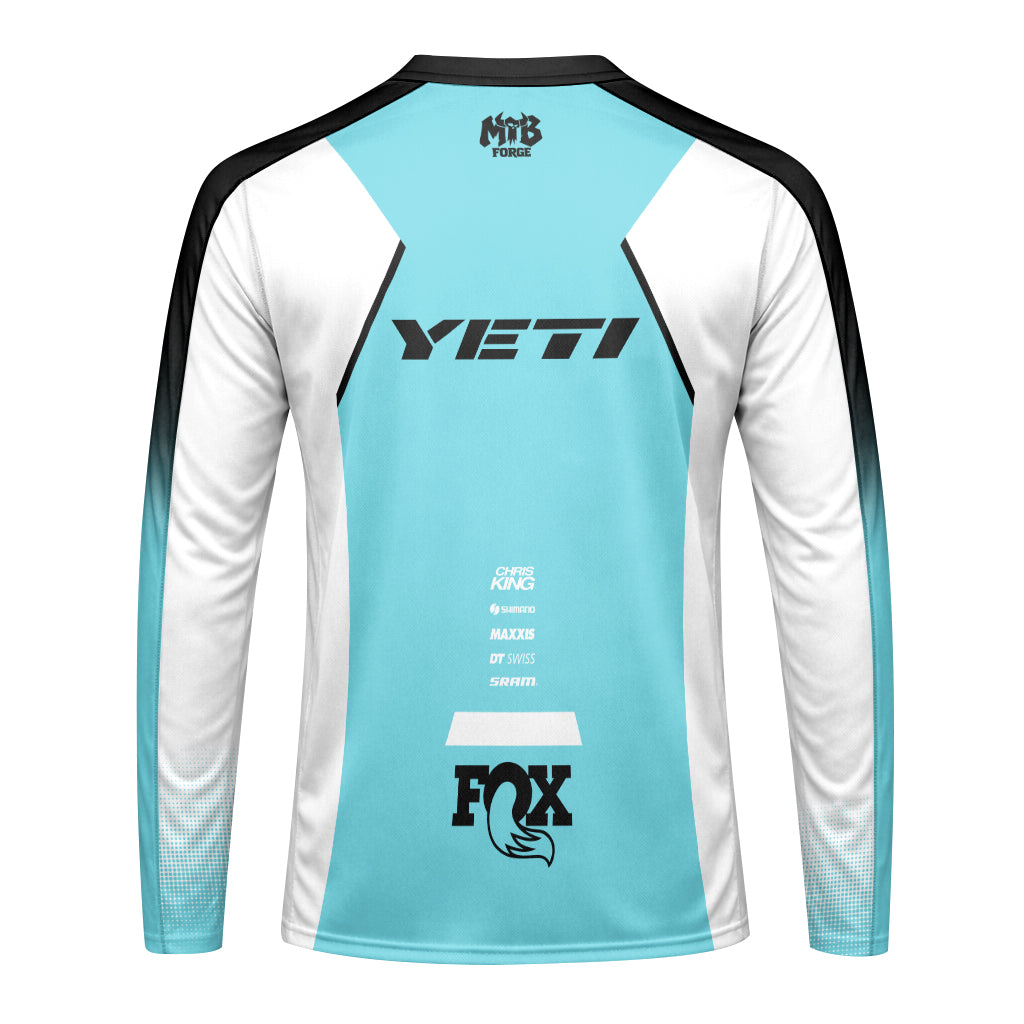 Yeti MTB Aqua White Factory Long Sleeve Mountain Bike Jersey
