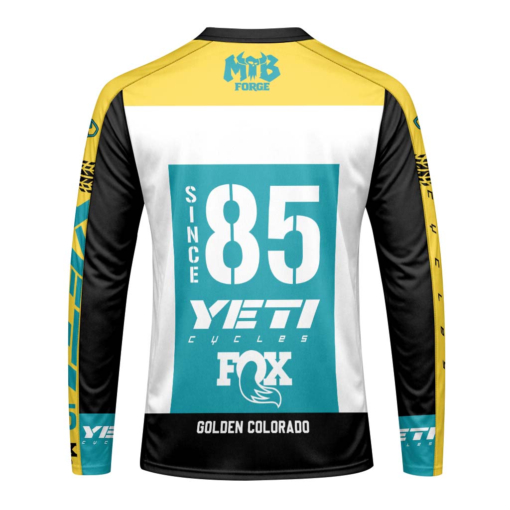 Yeti Fox Factory Team Long Sleeve Mountain Bike Jersey - back view mockup