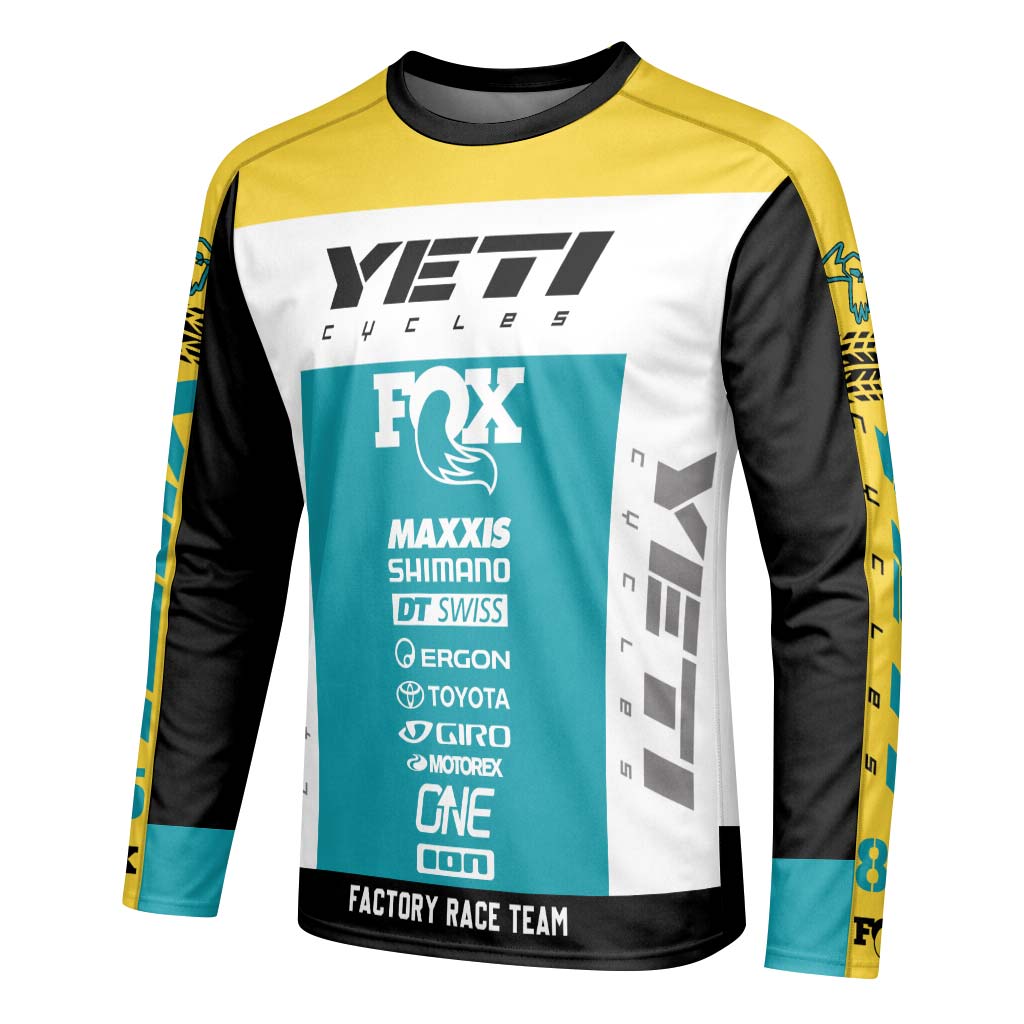 Yeti Fox Factory Team Long Sleeve Mountain Bike Jersey - left side mockup