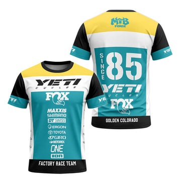 Yeti Fox Factory Team Short Sleeve Mountain Bike Jersey - front and back view