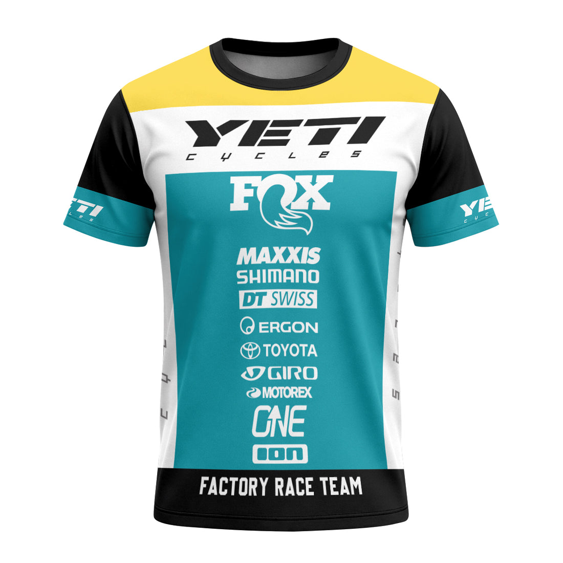 Yeti Fox Factory Team Short Sleeve Mountain Bike Jersey - front and back view