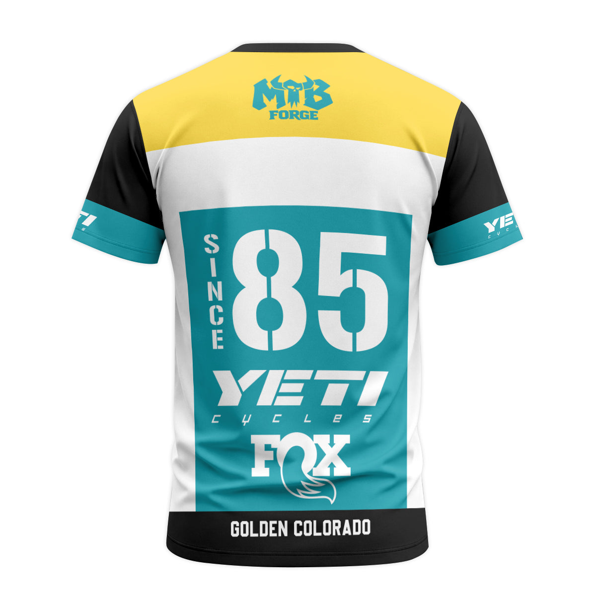 Yeti Fox Factory Team Short Sleeve Mountain Bike Jersey - back view mockup