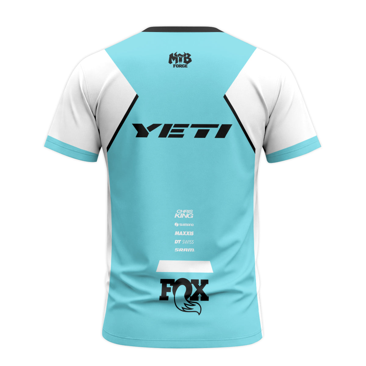 Yeti MTB Aqua White Factory Short Sleeve Mountain Bike Jersey – Back View Mockup