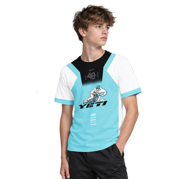 Yeti MTB Aqua White Factory Youth Short Sleeve Mountain Bike Jersey – Boy Lifestyle View