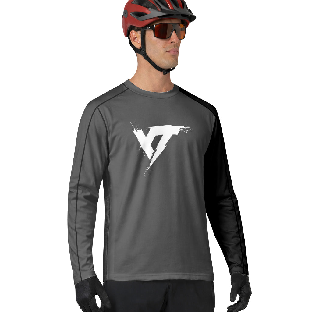 YT Black White Minimal Long Sleeve Mountain Bike Jersey - lifestyle view