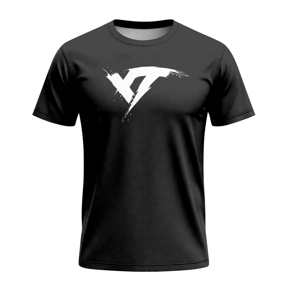 YT Black White Minimal Short Sleeve Mountain Bike Jersey - front view mockup