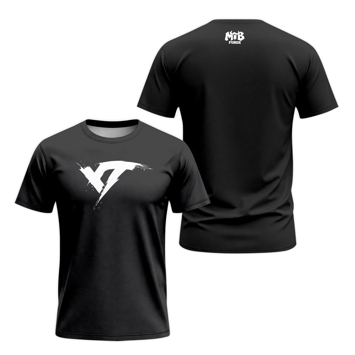 YT Black White Minimal Short Sleeve Mountain Bike Jersey - front and back view