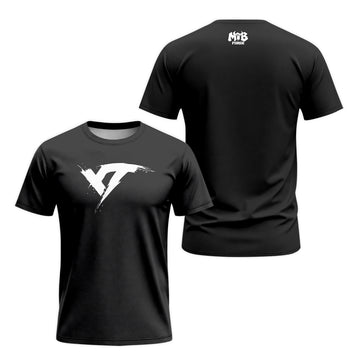 YT Black White Minimal Short Sleeve Mountain Bike Jersey - front and back view