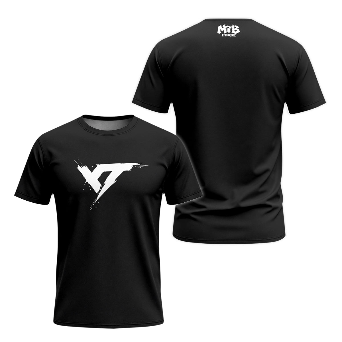YT Black White Minimal Youth Short Sleeve Mountain Bike Jersey – Front and Back View
