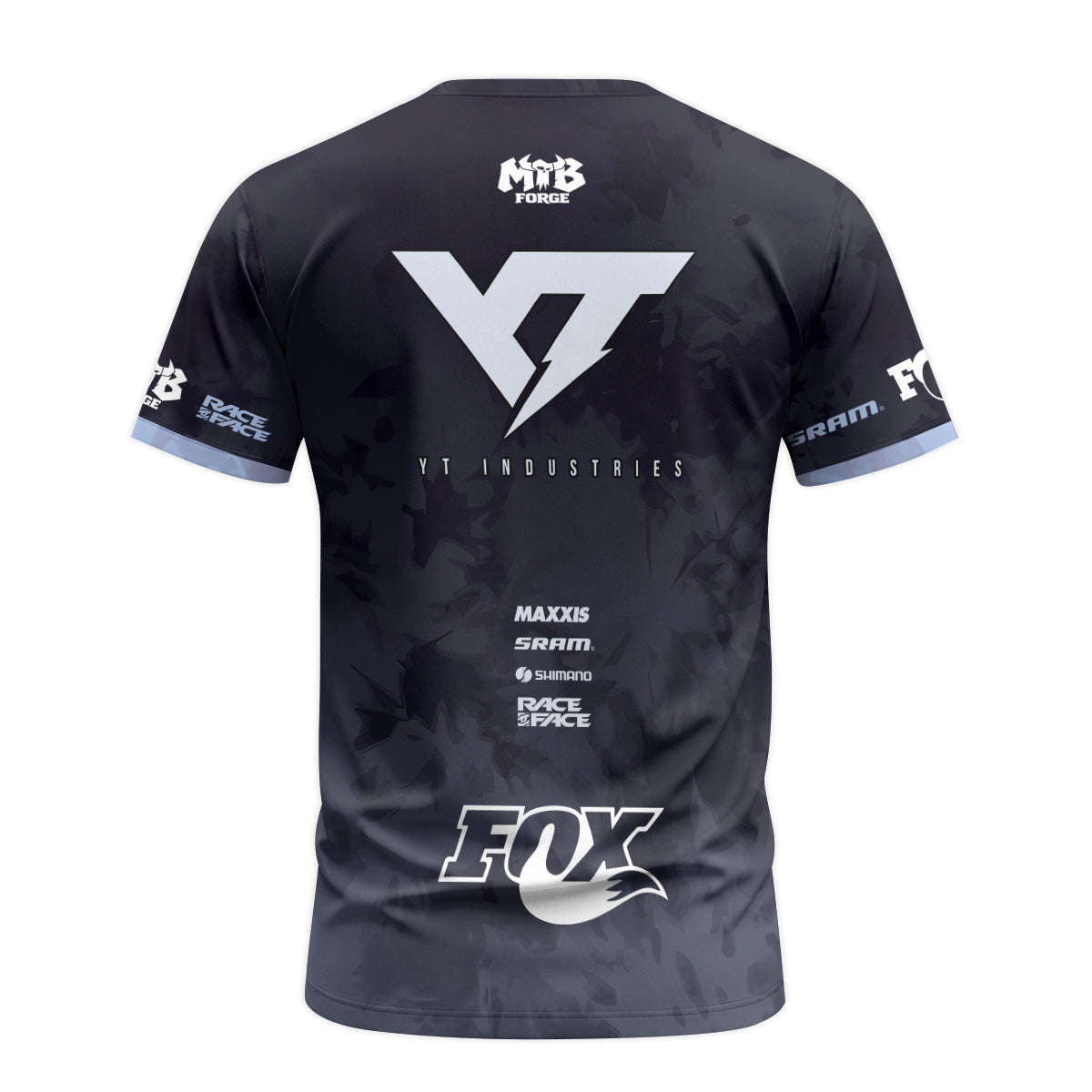 YT Industries Black Camo Short Sleeve Mountain Bike Jersey - back view mockup