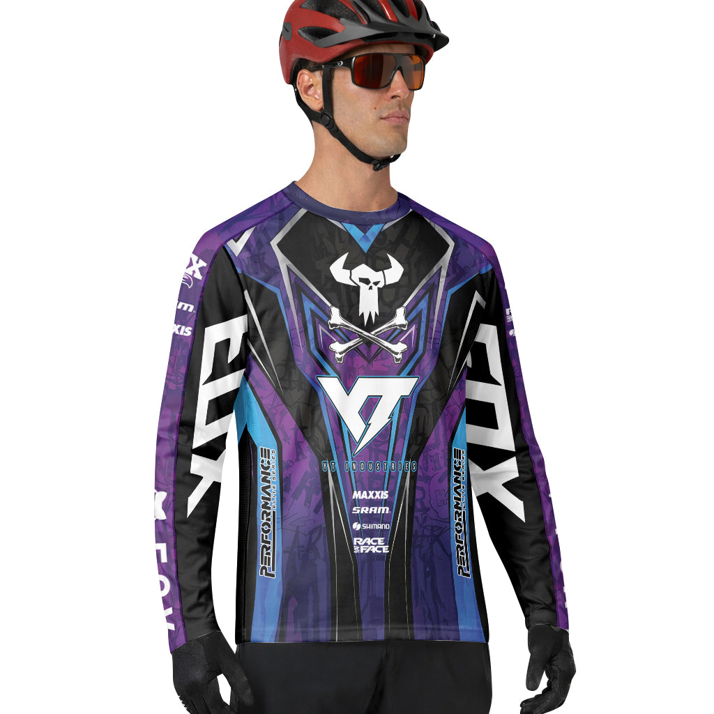 YT Industries Purple Skull Long Sleeve Mountain Bike Jersey - lifestyle view