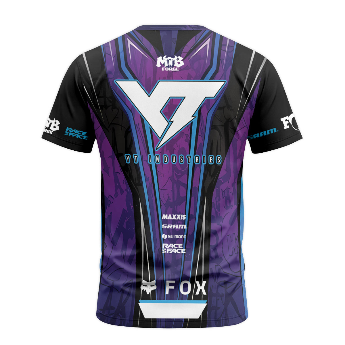 YT Industries Purple Skull Short Sleeve Mountain Bike Jersey - back view mockup