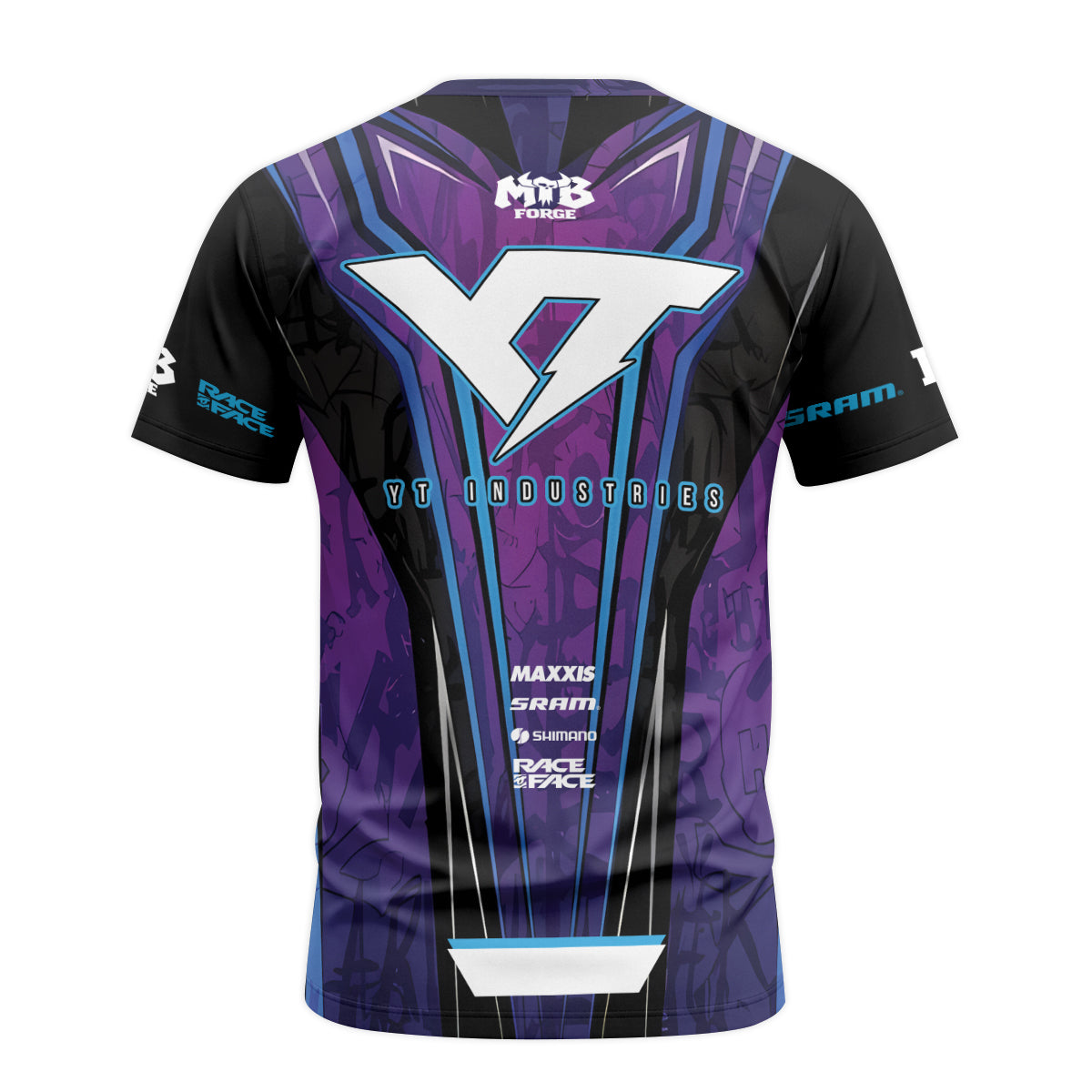 YT Industries Purple Skull Youth Short Sleeve Mountain Bike Jersey – Back View Mockup