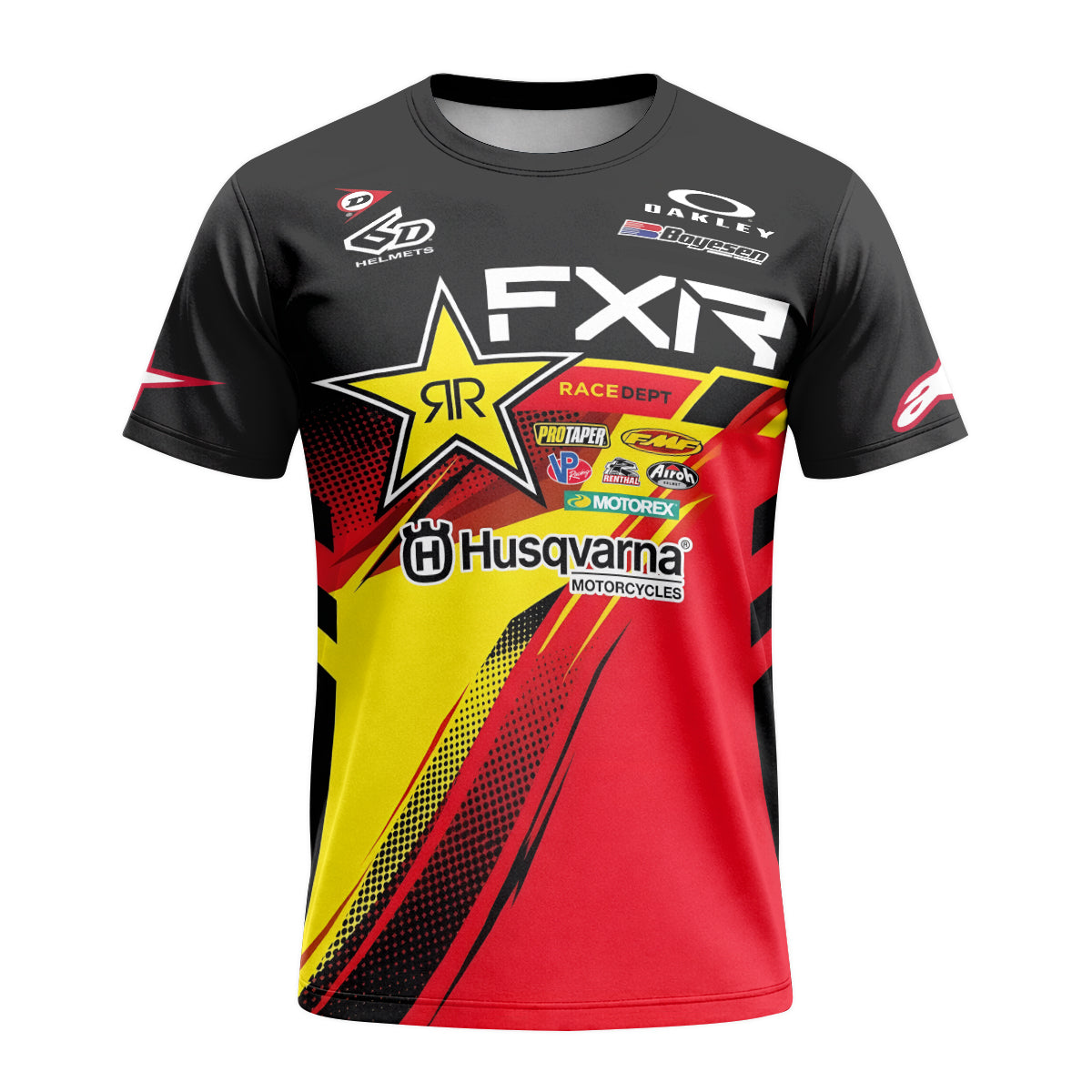 Zach Osborne #16 Rockstar Energy Husqvarna Red Black Short Sleeve Motocross Jersey – Front View Mockup