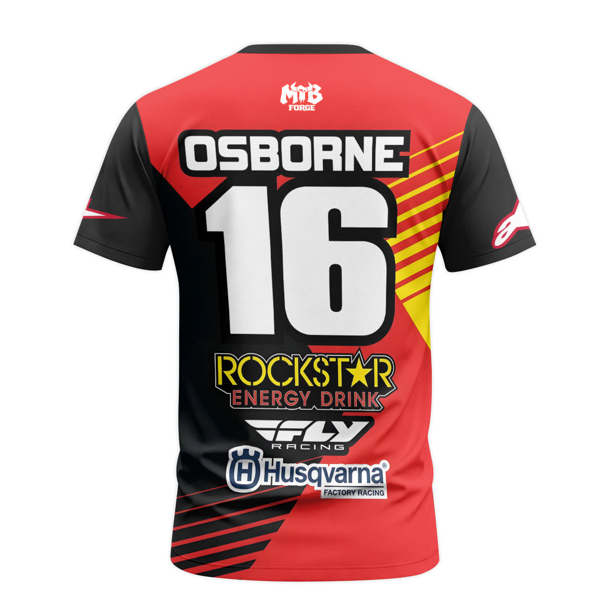 Zach Osborne #16 Rockstar Energy Husqvarna Red Black Short Sleeve Motocross Jersey – Back View Mockup