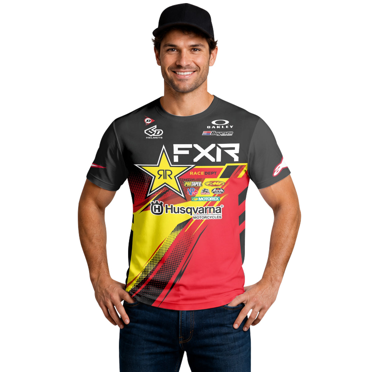 Zach Osborne #16 Rockstar Energy Husqvarna Red Black Short Sleeve Motocross Jersey – Lifestyle View
