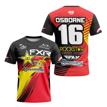 Zach Osborne #16 Rockstar Energy Husqvarna Red Black Short Sleeve Motocross Jersey – Front and Back View