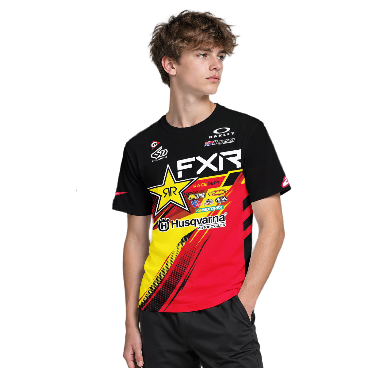 Zach Osborne #16 Rockstar Energy Husqvarna Red Black Youth Short Sleeve Motocross Jersey – Boy Lifestyle View