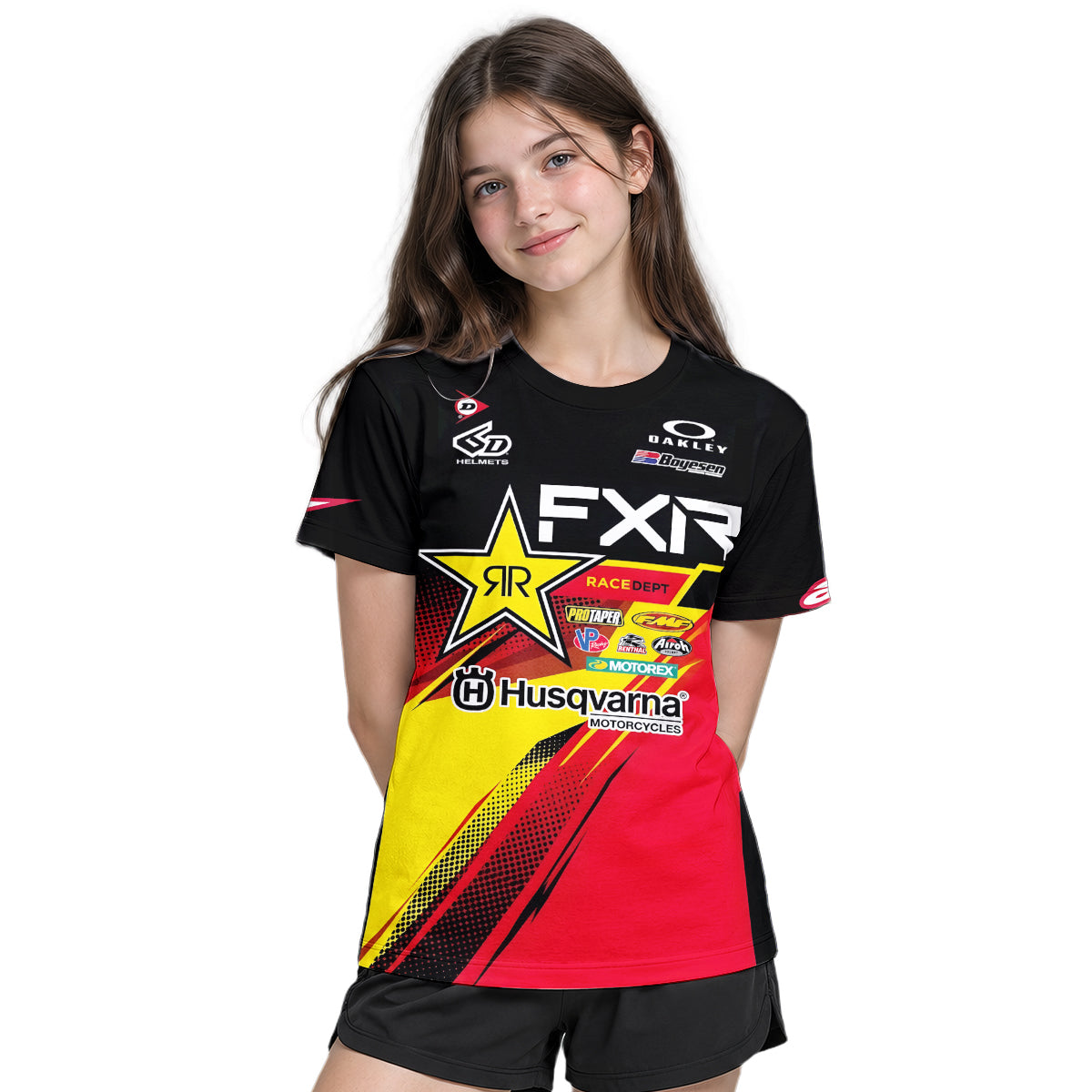 Zach Osborne #16 Rockstar Energy Husqvarna Red Black Youth Short Sleeve Motocross Jersey – Girl Lifestyle View