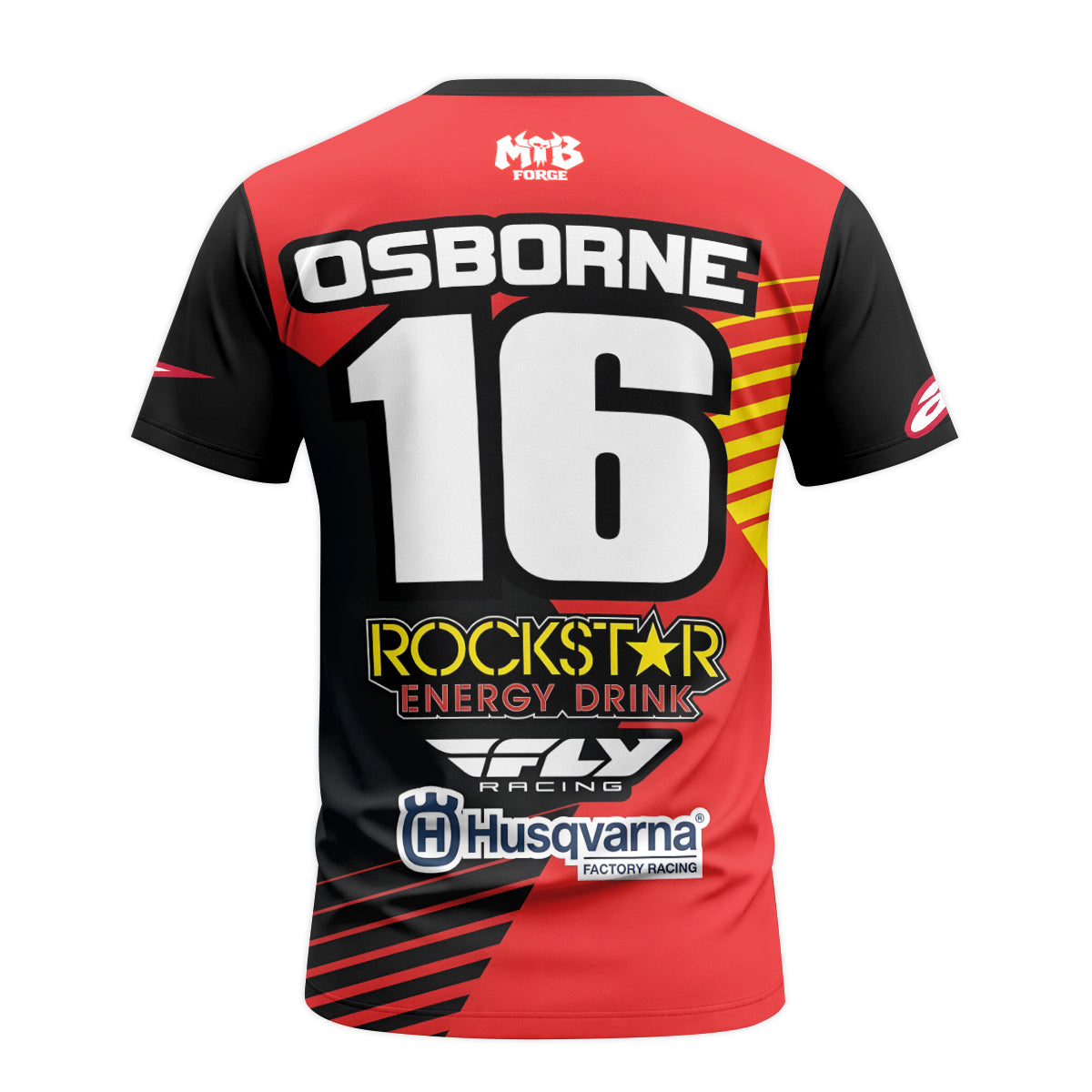 Zach Osborne #16 Rockstar Energy Husqvarna Red Black Youth Short Sleeve Motocross Jersey – Back View Mockup