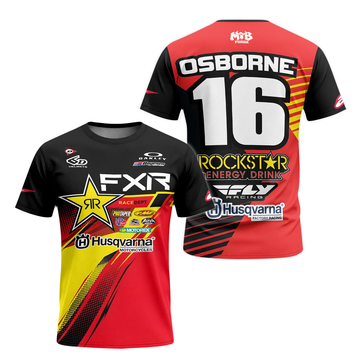 Zach Osborne #16 Rockstar Energy Husqvarna Red Black Youth Short Sleeve Motocross Jersey – Front and Back View